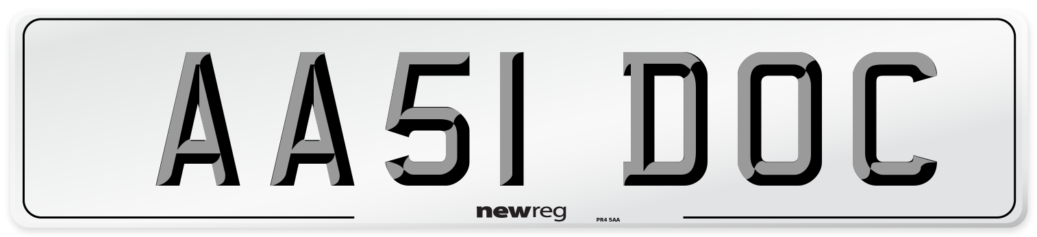 AA51 DOC Number Plate from New Reg